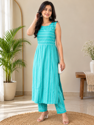 Sleev Less Kurti Pent Set